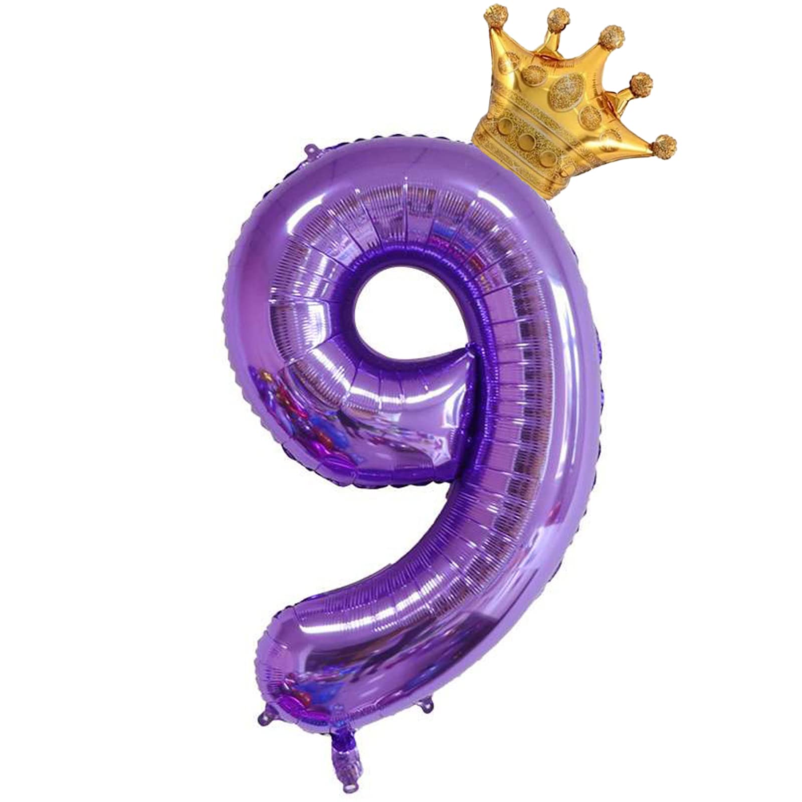 Purple Number 9 Balloon(40 Inch) and Mini Crown Balloon for 9th